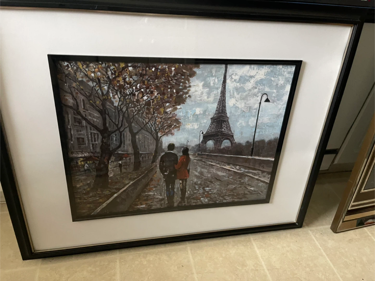 🏆 Framed Painting of Eiffel Tower Scene - photo 2