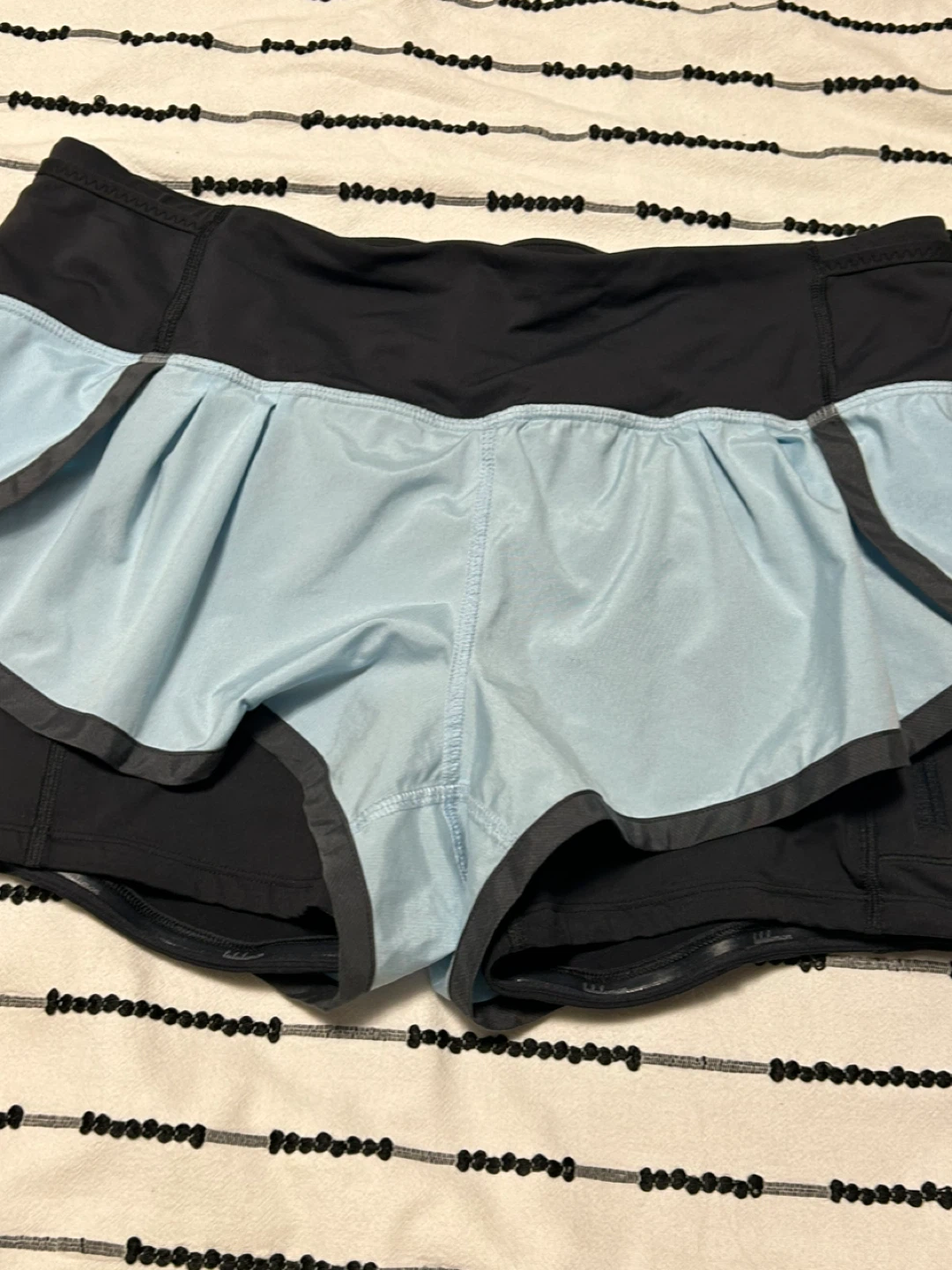 Lululemon Black and Light Blue Running Shorts