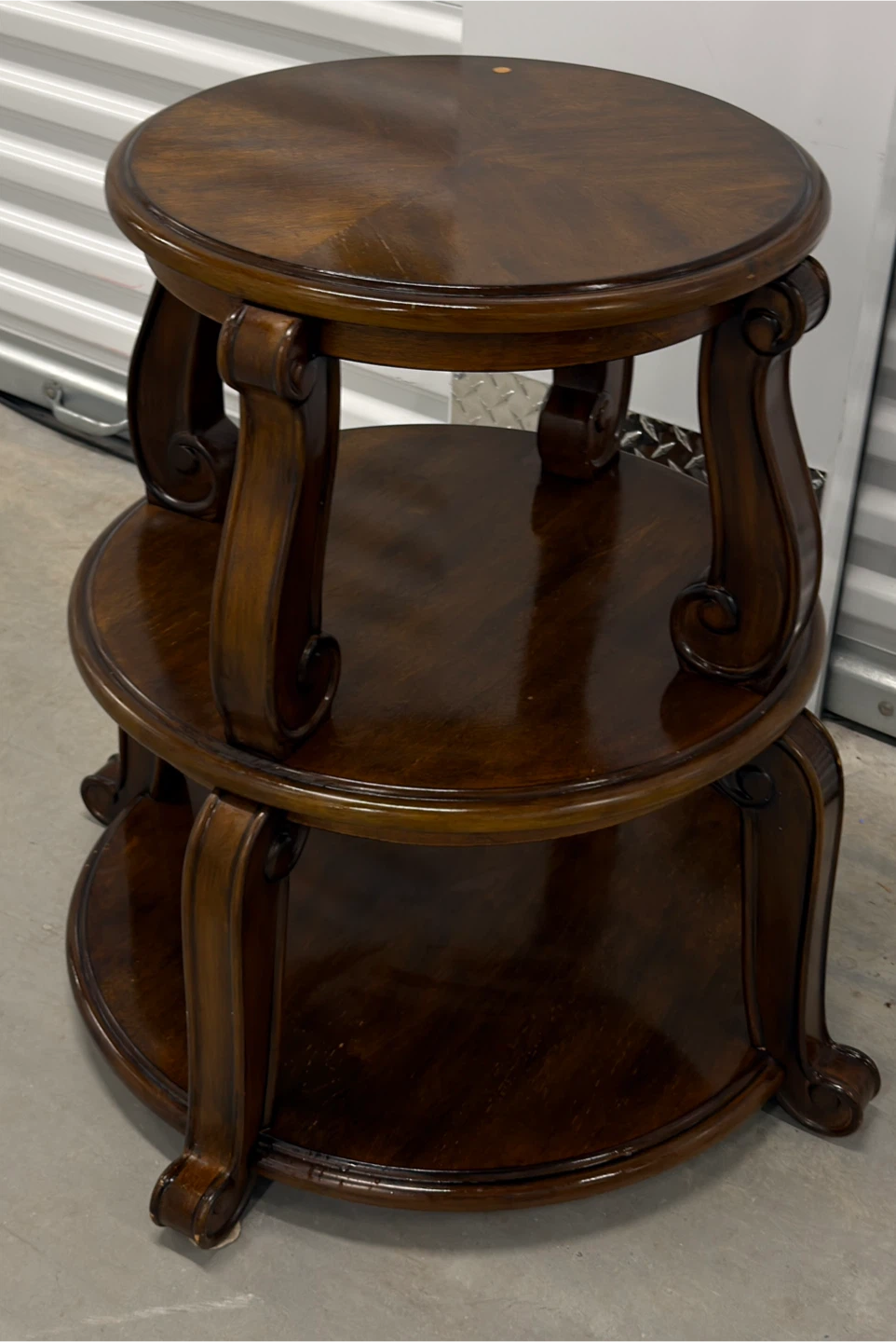 Round 3-Tier Wood Side Table