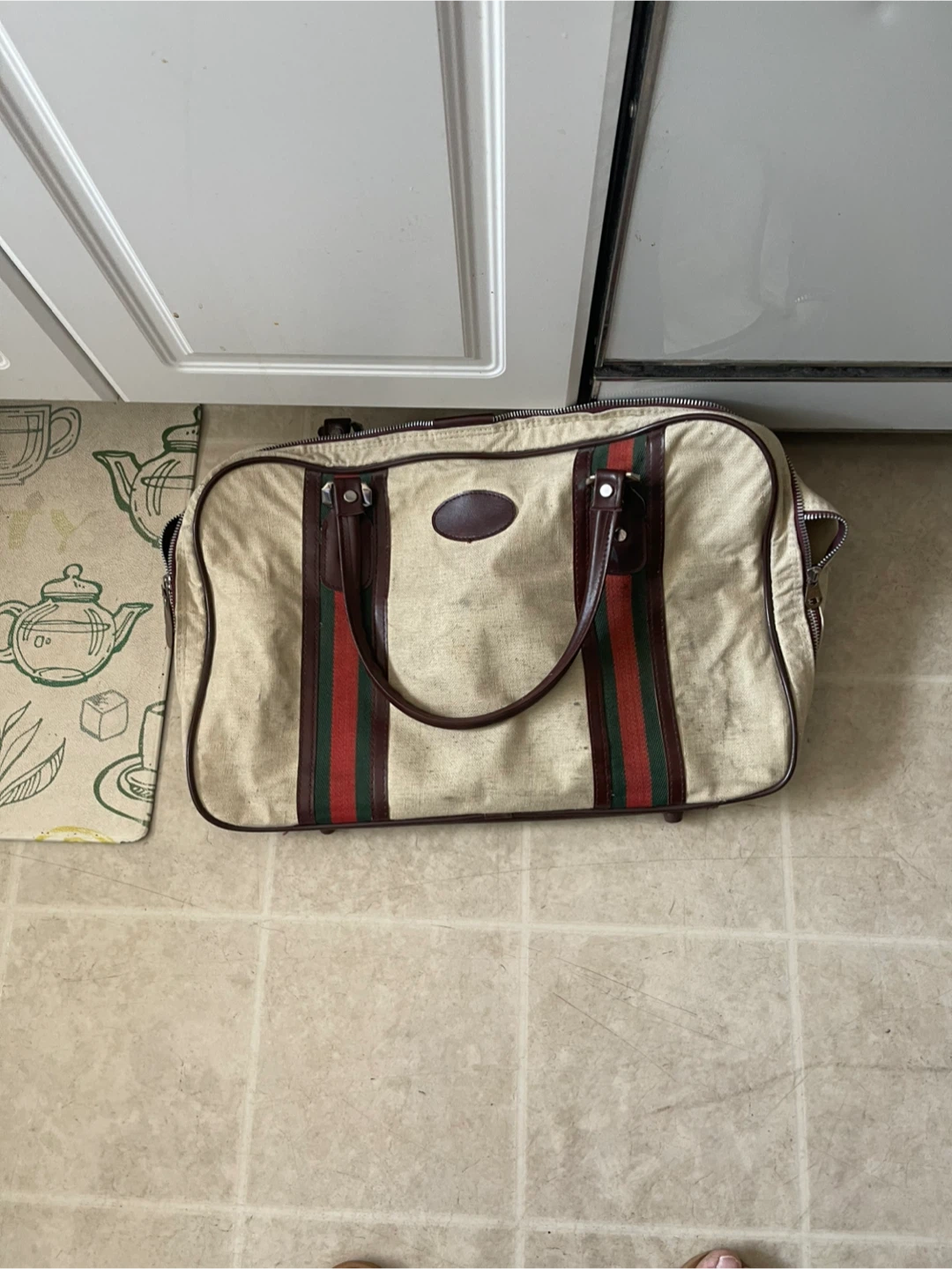 🏆 Canvas and Leather Trim Duffle Bag - photo 4