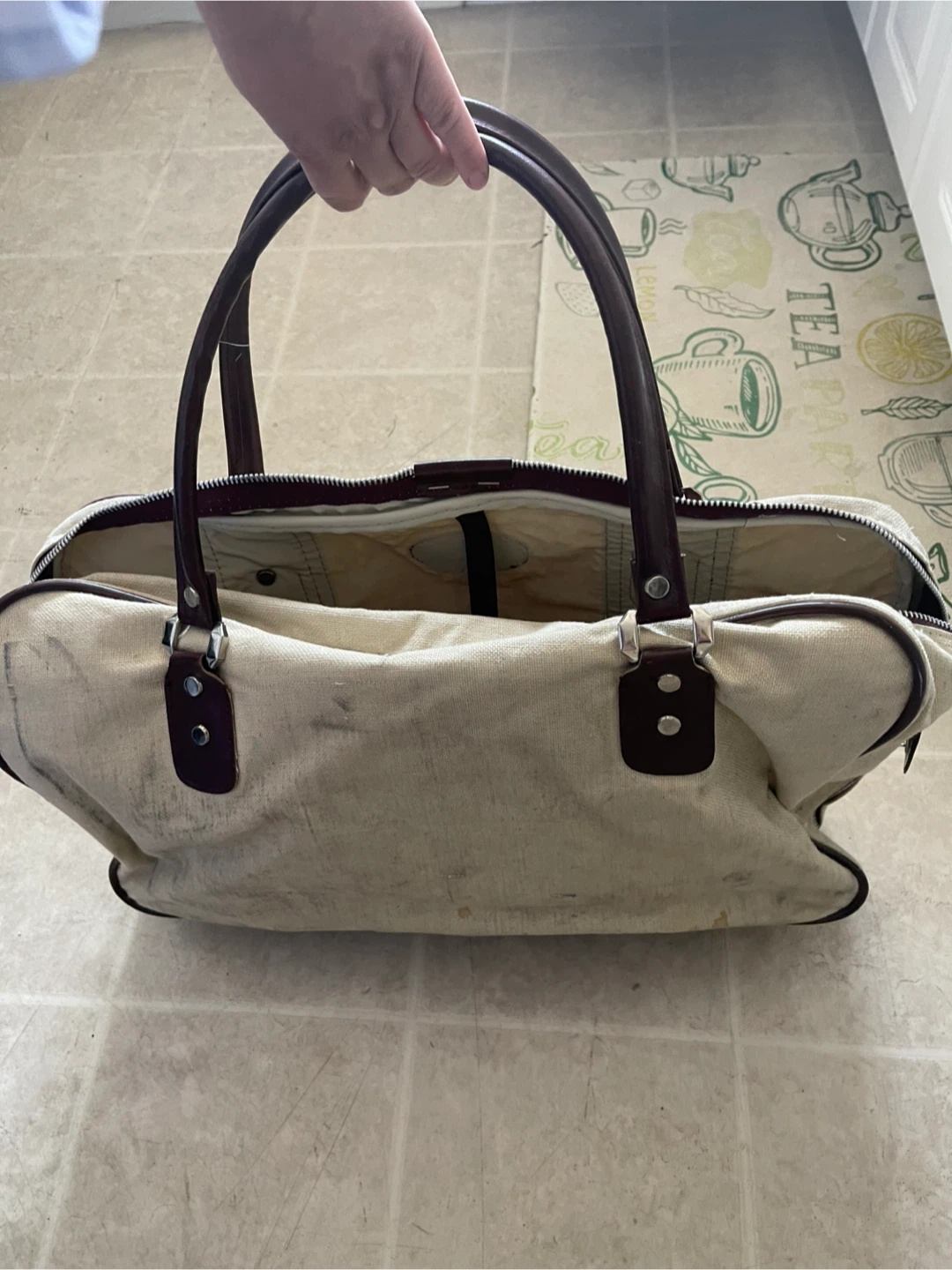 🏆 Canvas and Leather Trim Duffle Bag