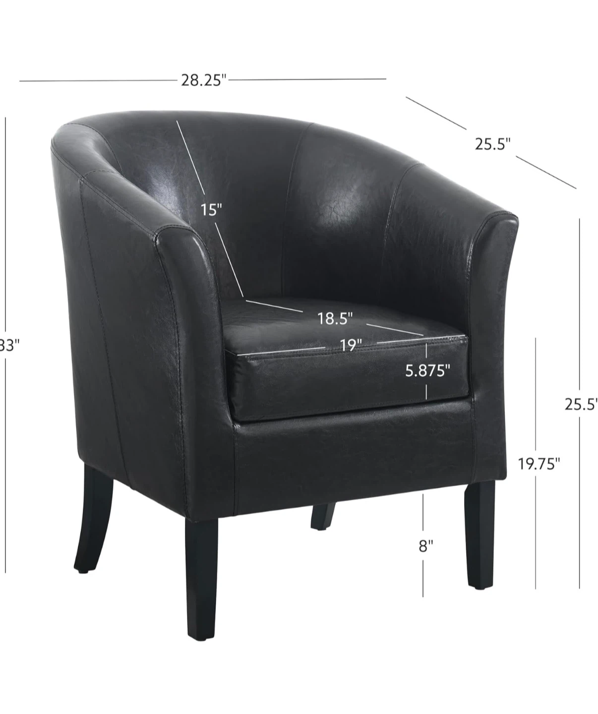 Brand new Linon Black Faux Leather Club Chair - photo 2