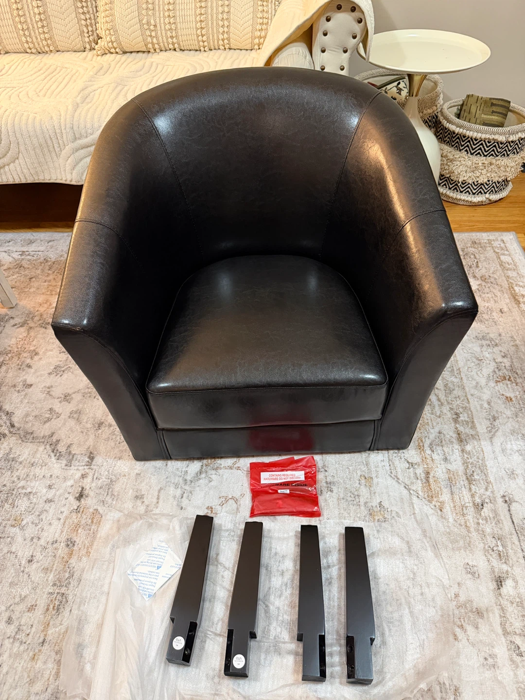 Brand new Linon Black Faux Leather Club Chair - photo 3