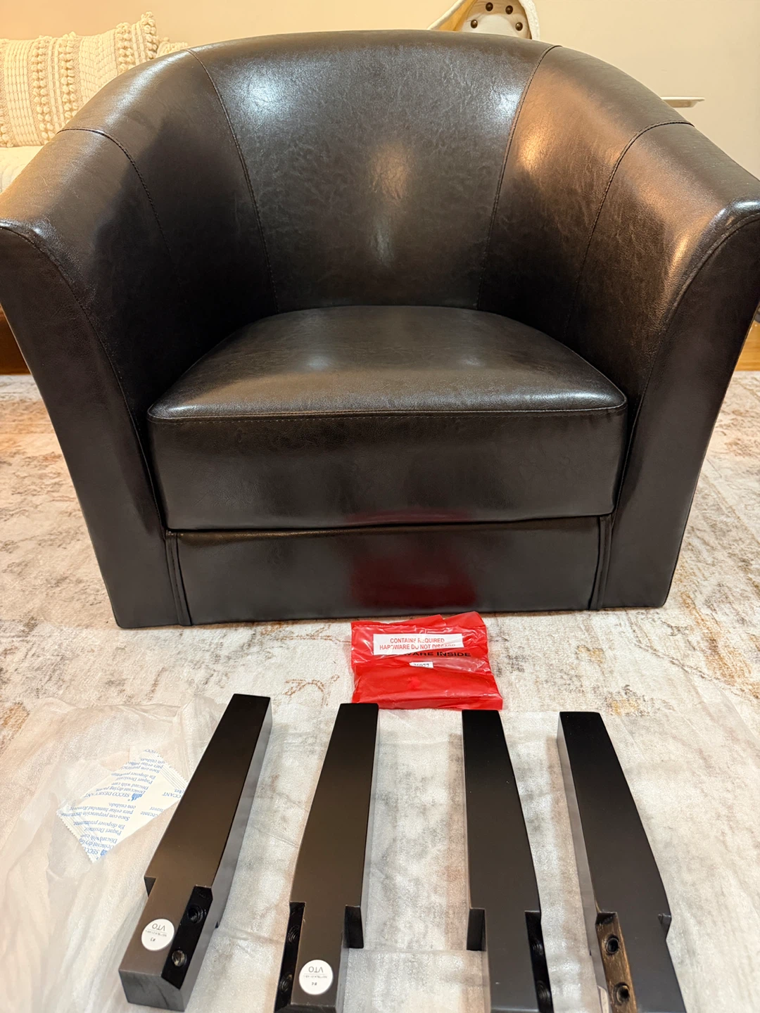 Brand new Linon Black Faux Leather Club Chair - photo 4