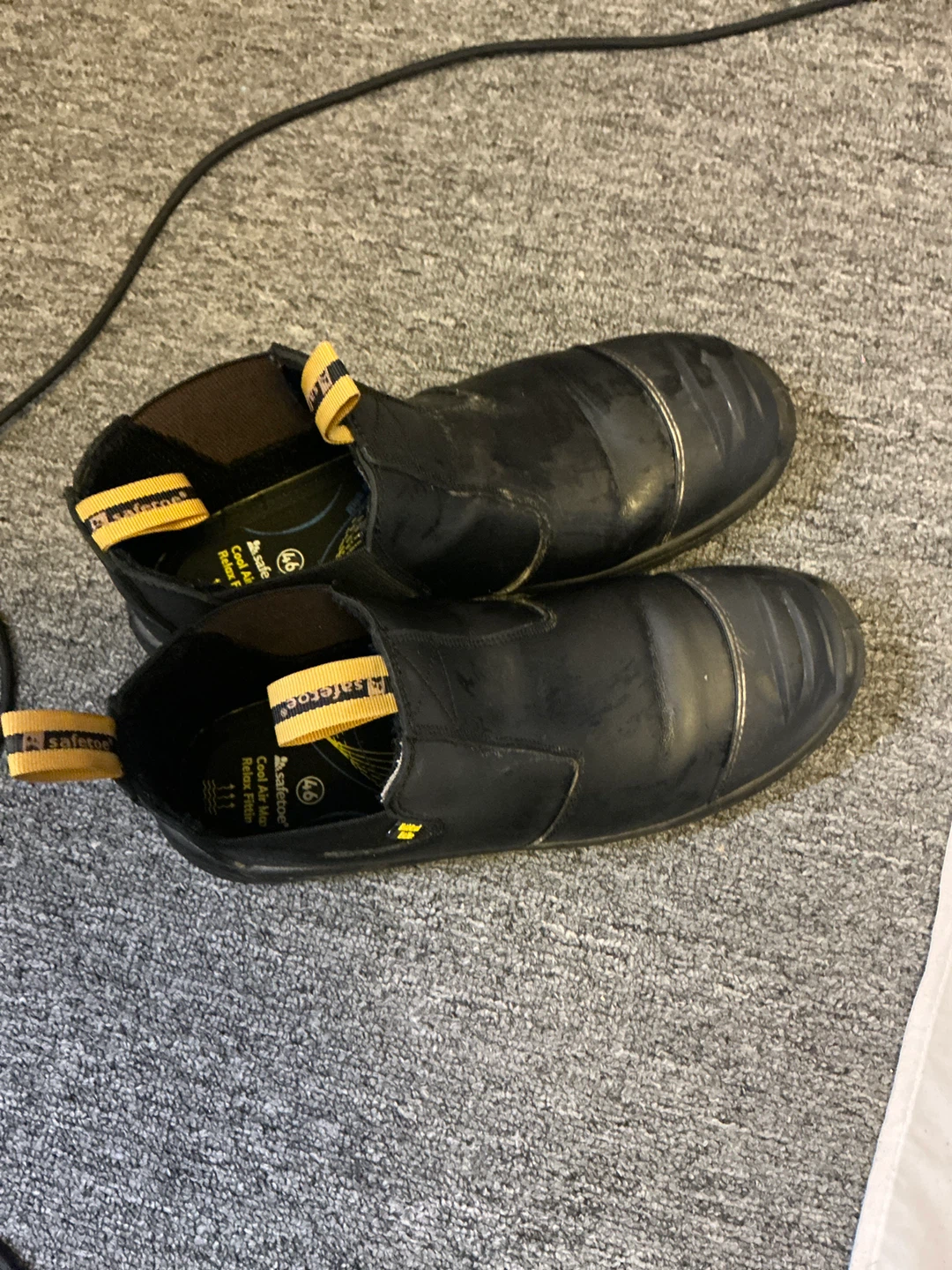 Safetoe Black Slip-On Work Boots Size 46