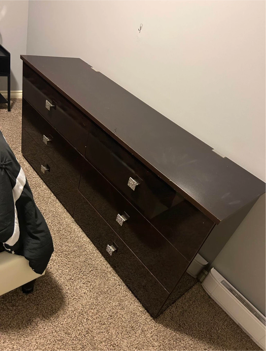 Dark Brown Dresser with 6 Drawers
