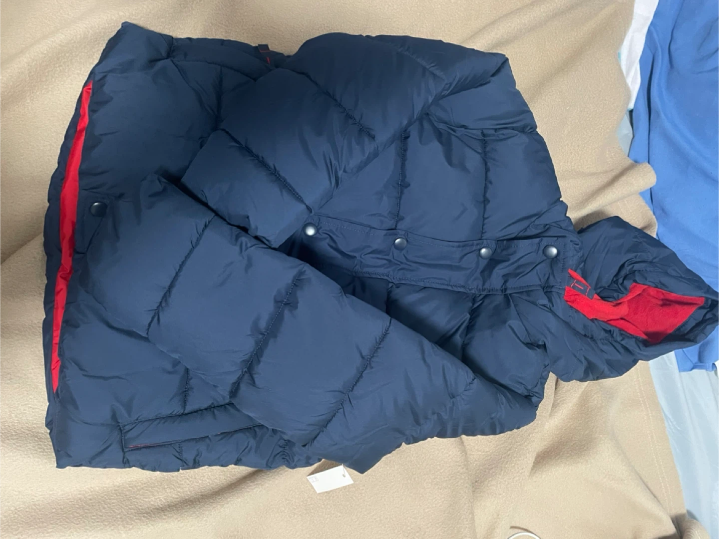 Tommy Hilfiger Puffer Jacket Navy Blue Red Trim🏆