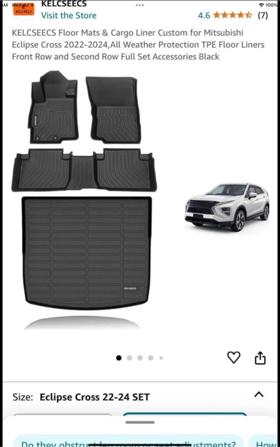 Mitsubishi Eclipse Cross 2022-2024,All Weather floor liners🏆 - photo 5