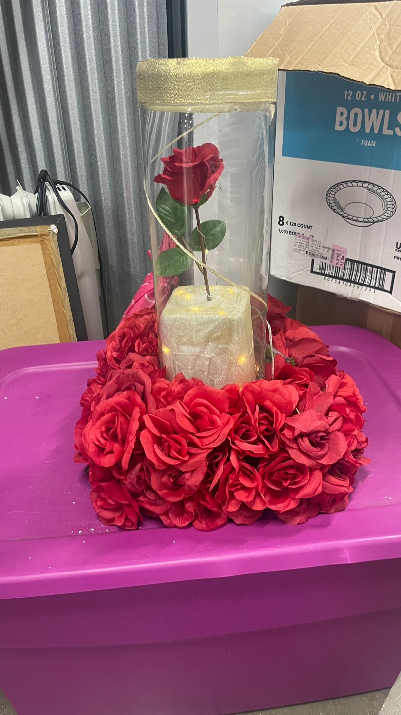 Enchanted Rose Dome with LED Lights and Artificial Flowers