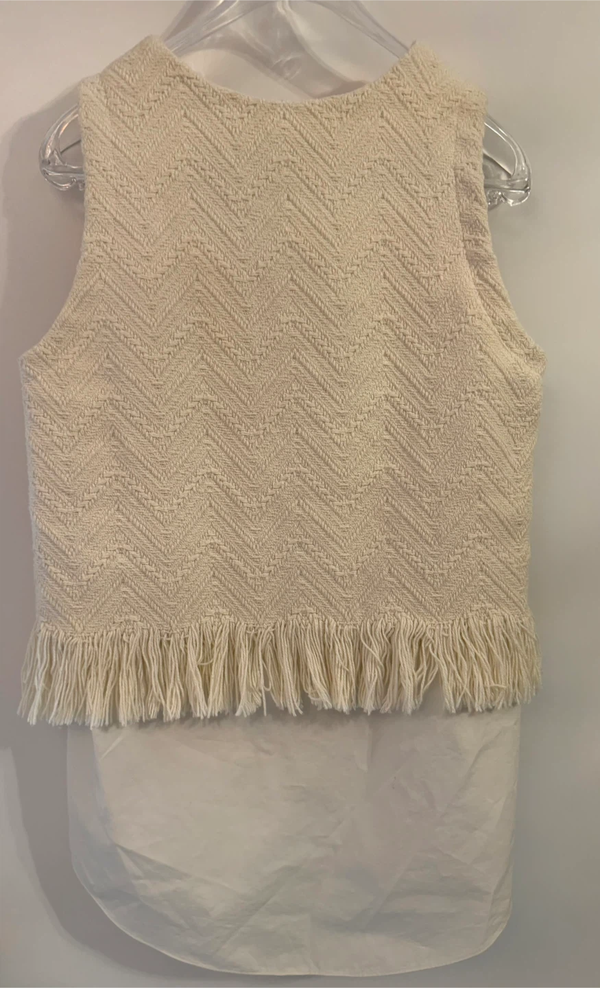 Derek Lam 10 Crosby Cream Textured Fringe Top Size 0 - photo 5