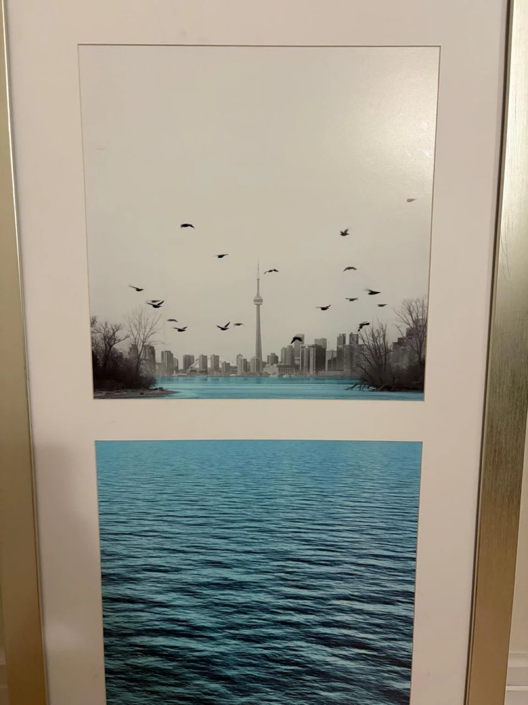 Modern Framed Toronto Skyline and Water Artwork - photo 2