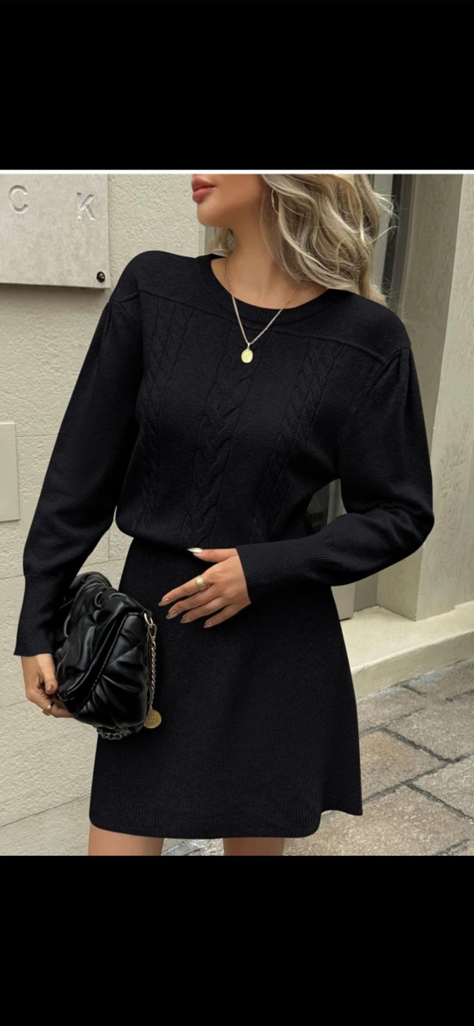 Black Cable Knit Sweater Dress 🏆 - photo 2