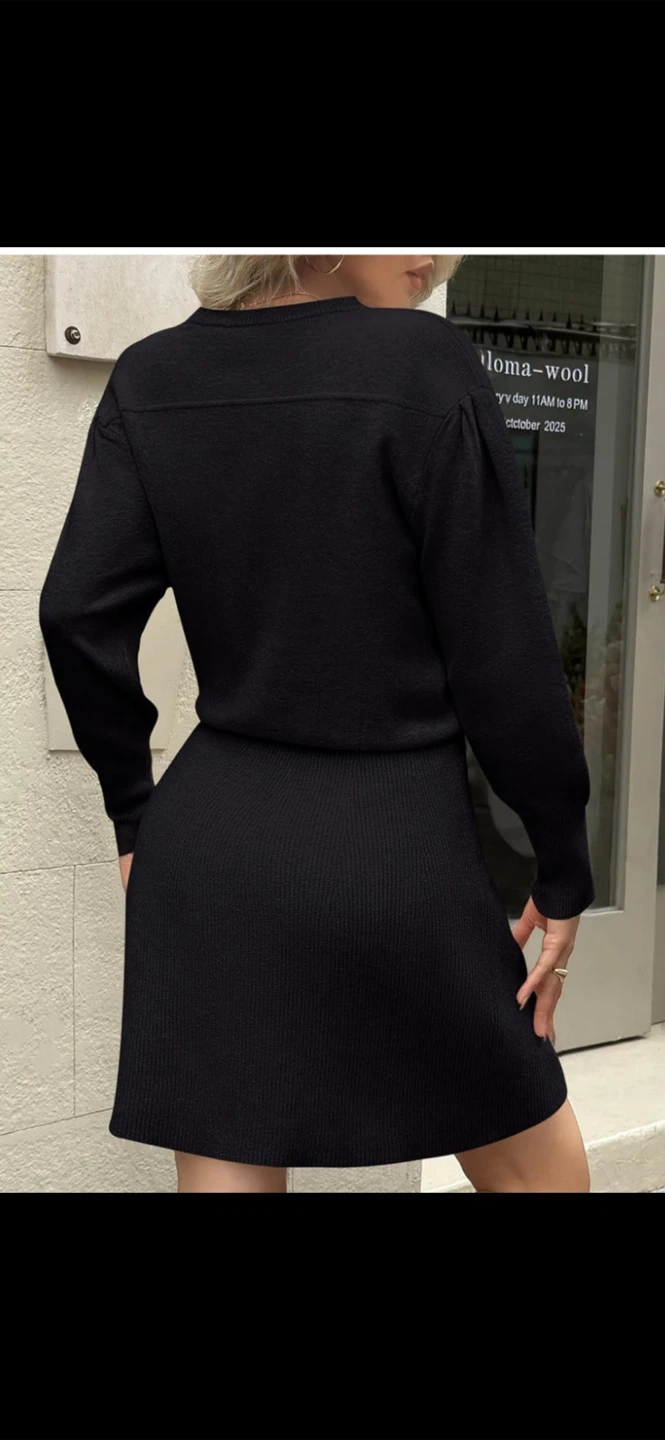 Black Cable Knit Sweater Dress 🏆 - photo 3
