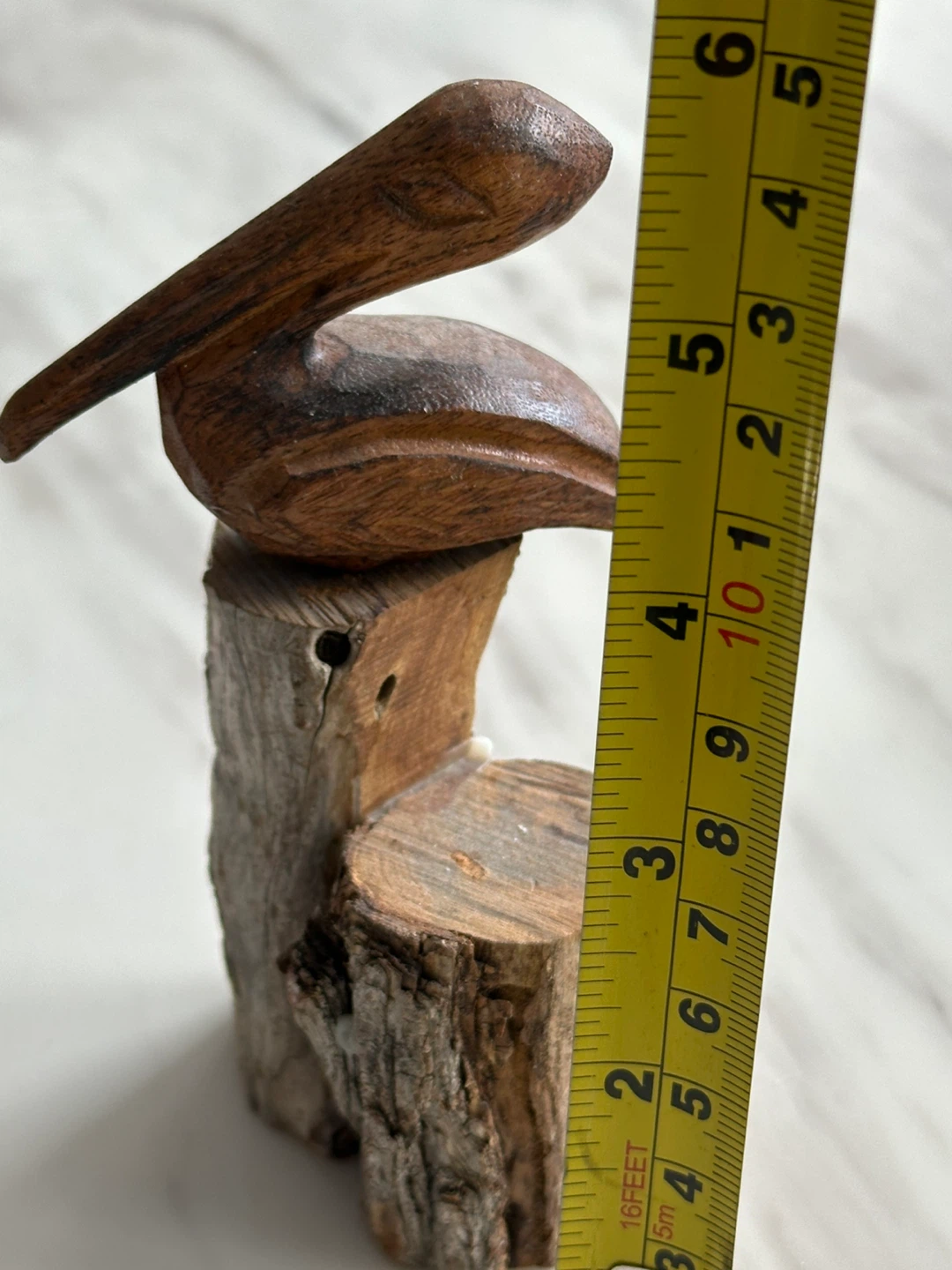 Wooden Pelican Figurine on Driftwood Base - photo 3