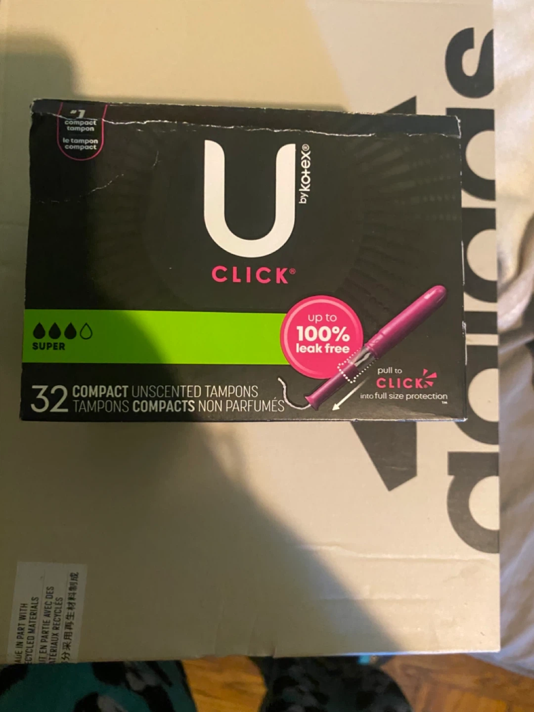 🏆U Kotex Click Super Unscented Tampons 32 Count