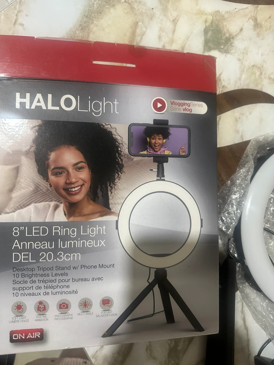 HALO Light 8" LED Ring Light Desktop Tripod Stand w/ Phone Mount - photo 3