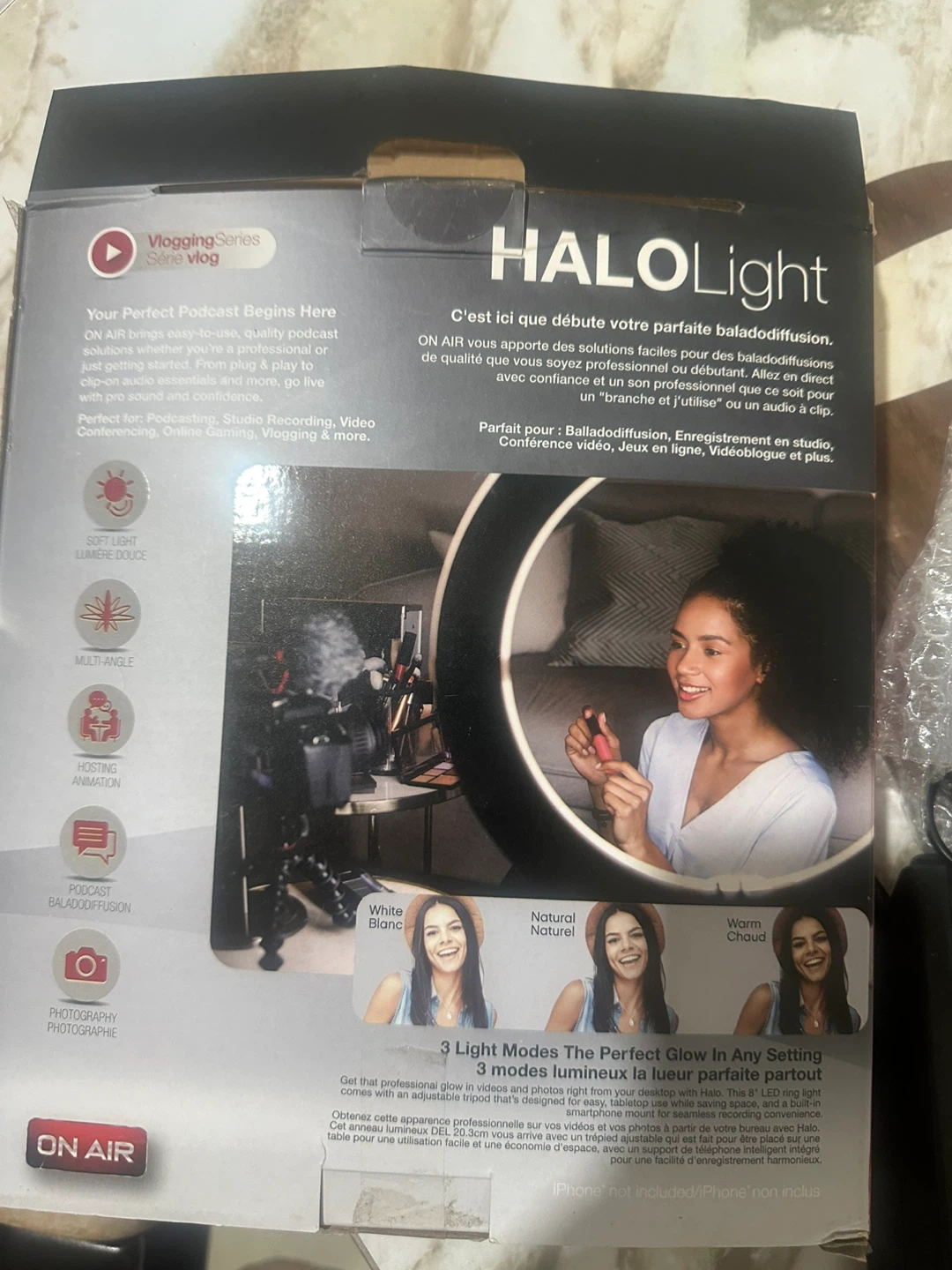 HALO Light 8" LED Ring Light Desktop Tripod Stand w/ Phone Mount - photo 5
