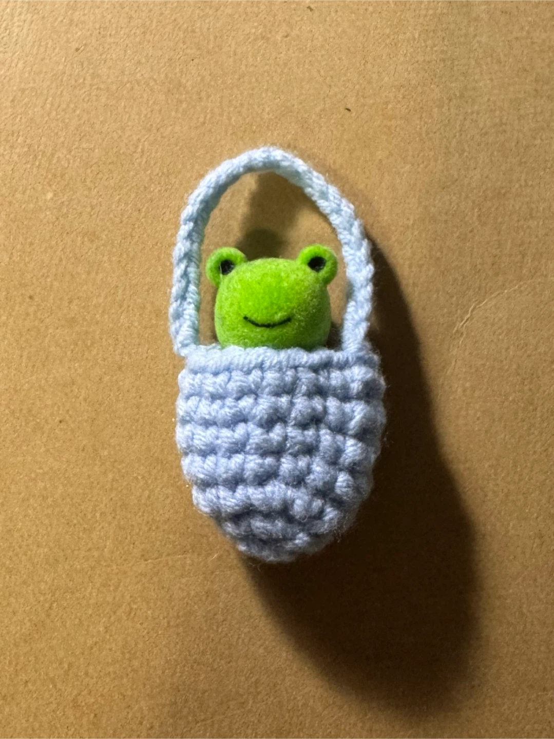 Miniature Crocheted Bag with Frog Figure