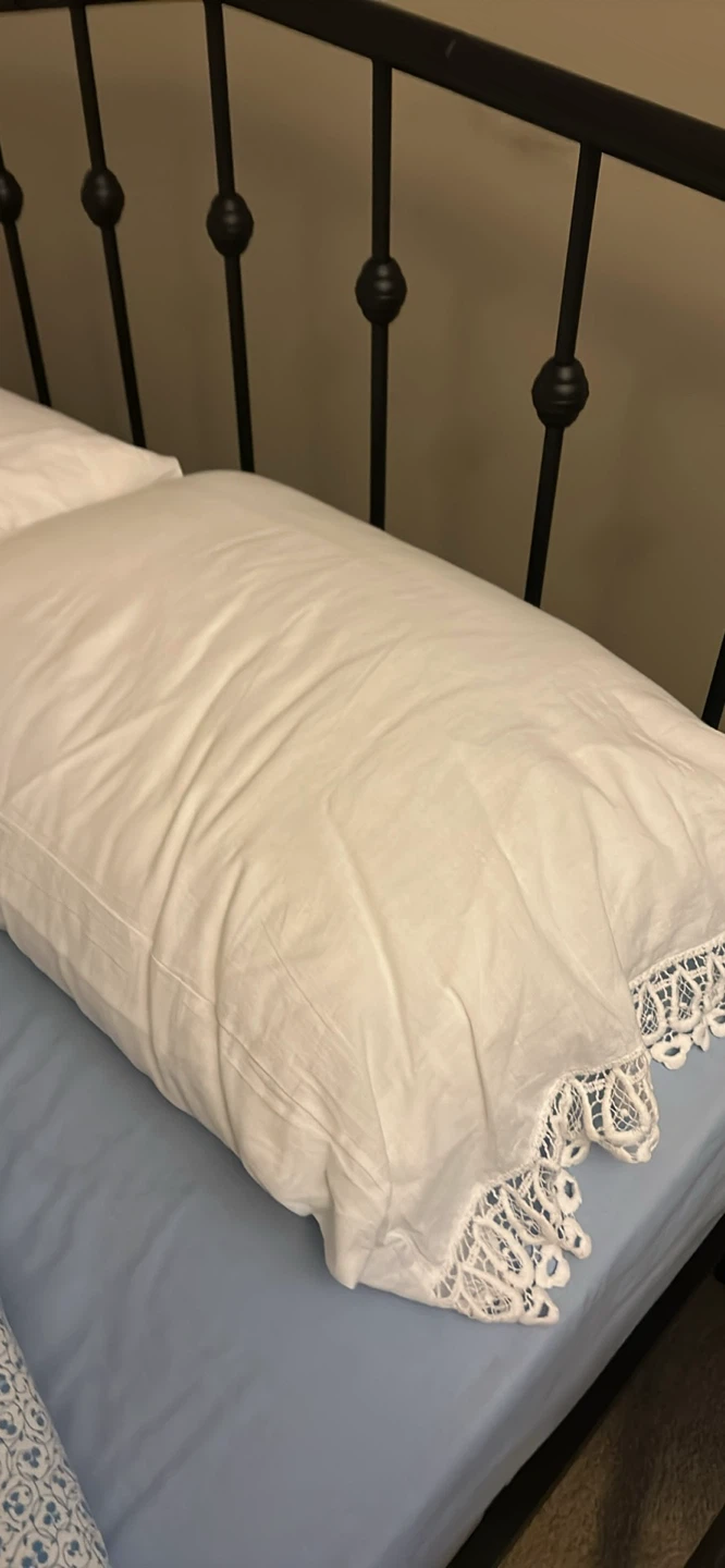 White Embroidered with Lace Trim twin duvet cover - photo 4