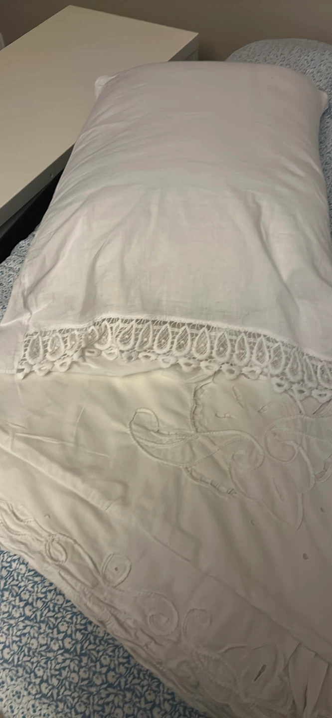 White Embroidered with Lace Trim twin duvet cover - photo 5