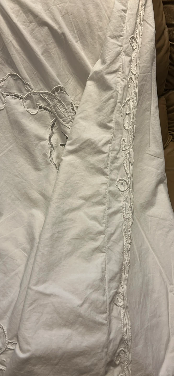 White Embroidered with Lace Trim twin duvet cover - photo 2