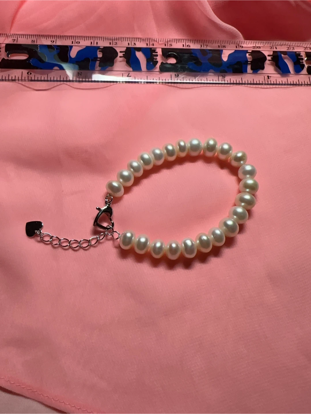 Freshwater Pearl Bracelet with Silver Heart Clasp - photo 3