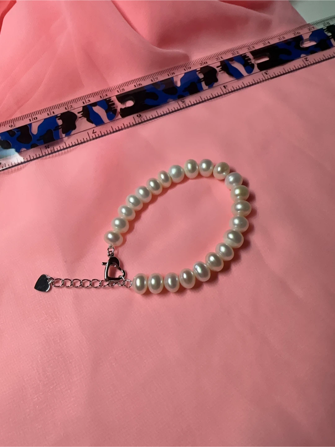 Freshwater Pearl Bracelet with Silver Heart Clasp - photo 2