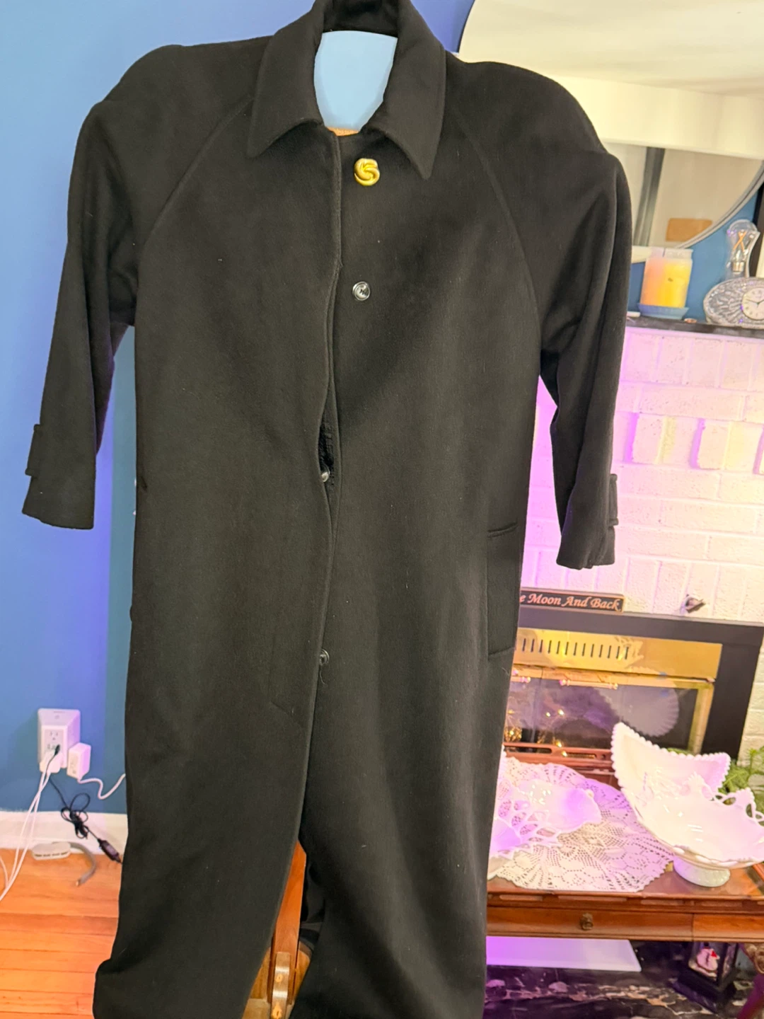 Black Wool Blend Coat - Size 10