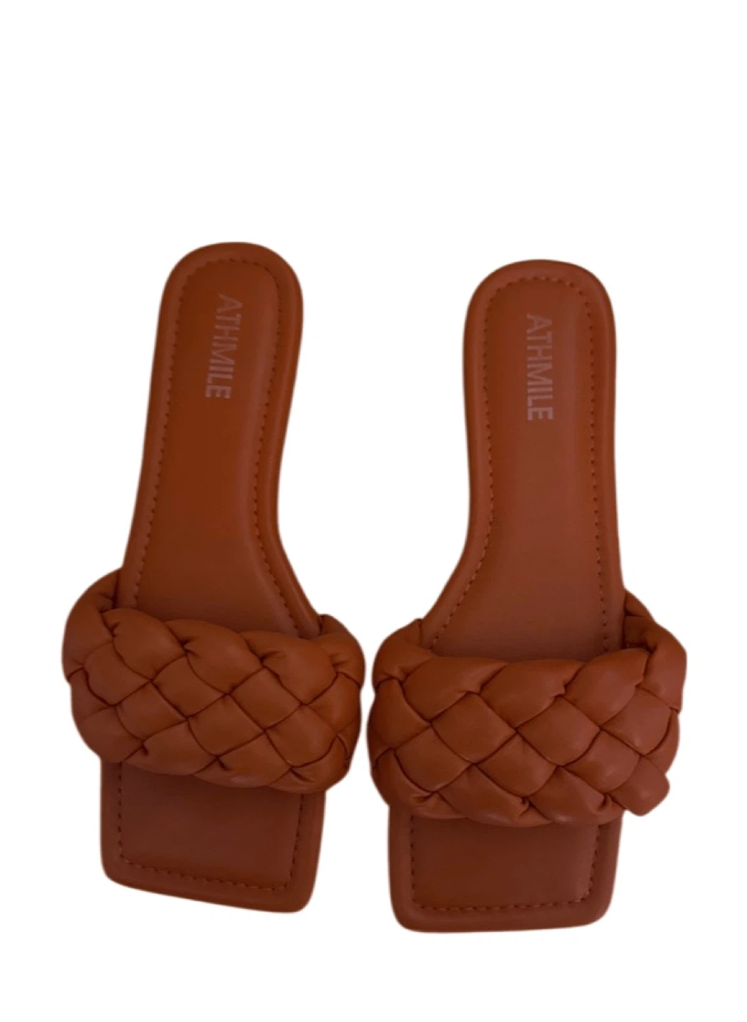 ATHMILE Women's Woven Slides - Orange