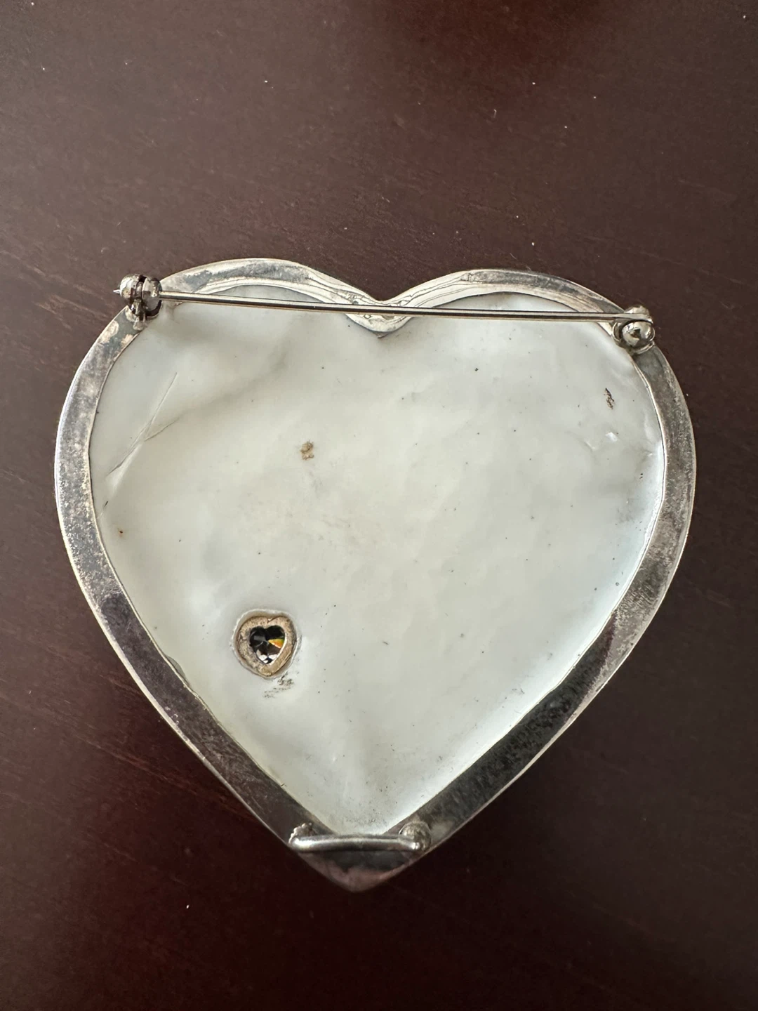 Vintage Heart Shaped Mother of Pearl Brooch - photo 2