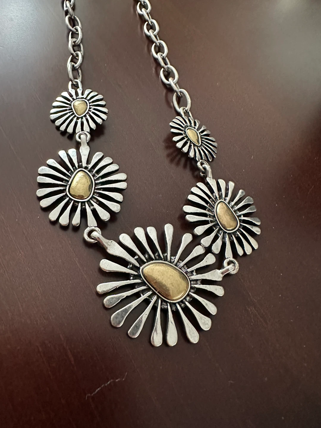 Sunflower statement necklace-double sided - photo 3