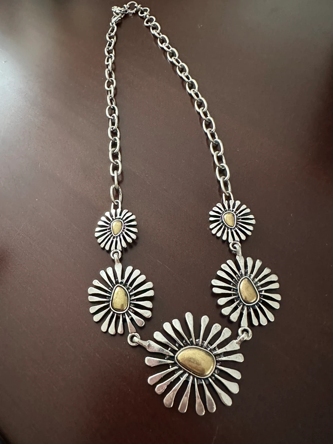 Sunflower statement necklace-double sided