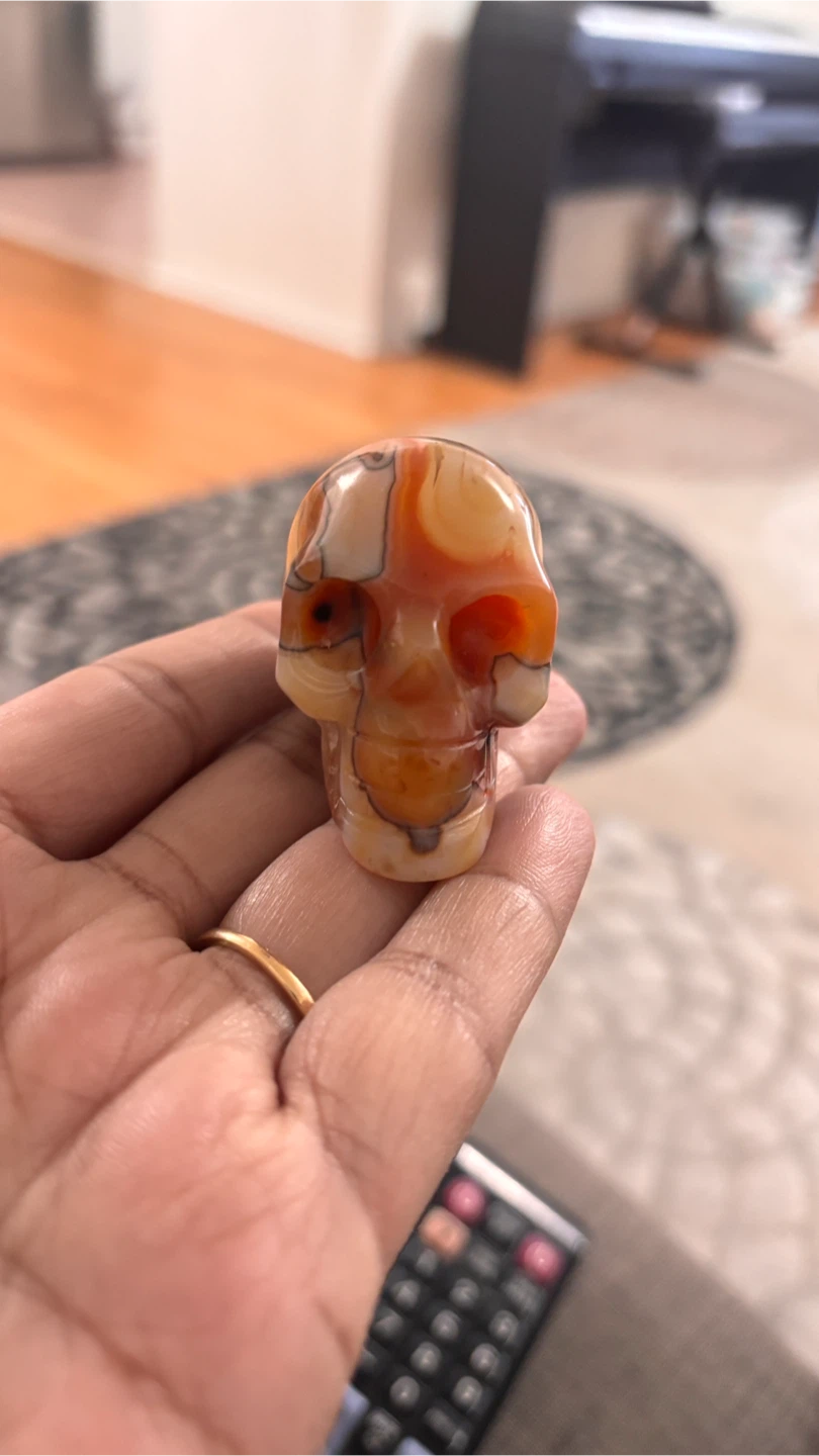 Carnelian Agate Crystal Skull Carving