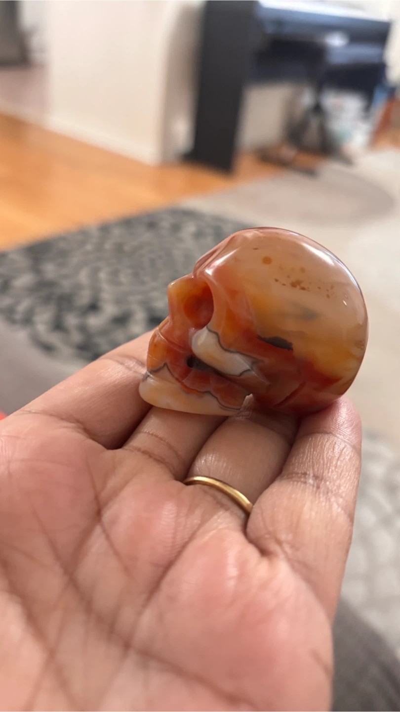 Carnelian Agate Crystal Skull Carving - photo 3