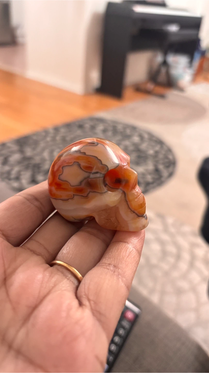 Carnelian Agate Crystal Skull Carving - photo 2