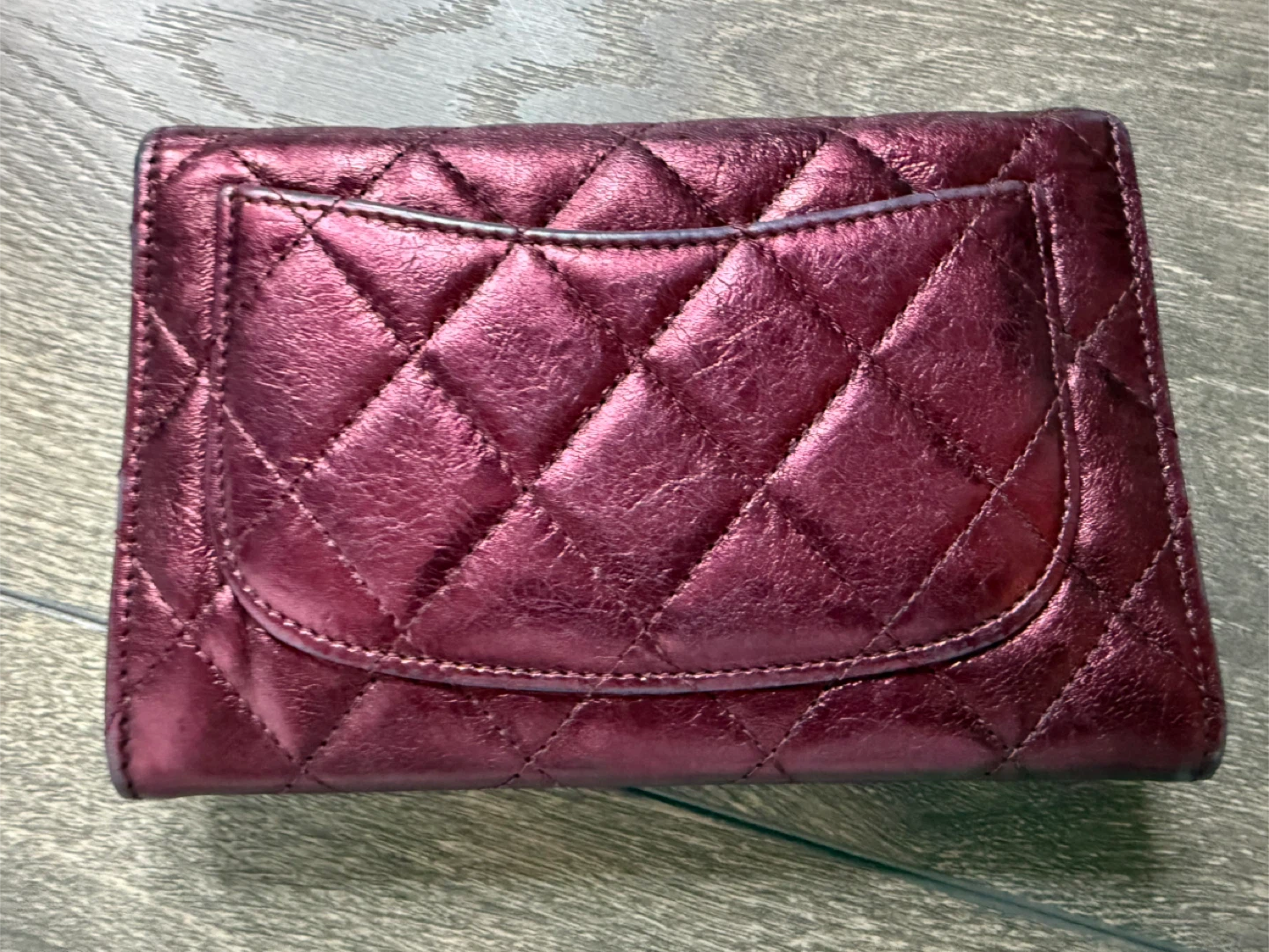 Authentic Chanel 2.55 Wallet - Metallic Burgundy - photo 5