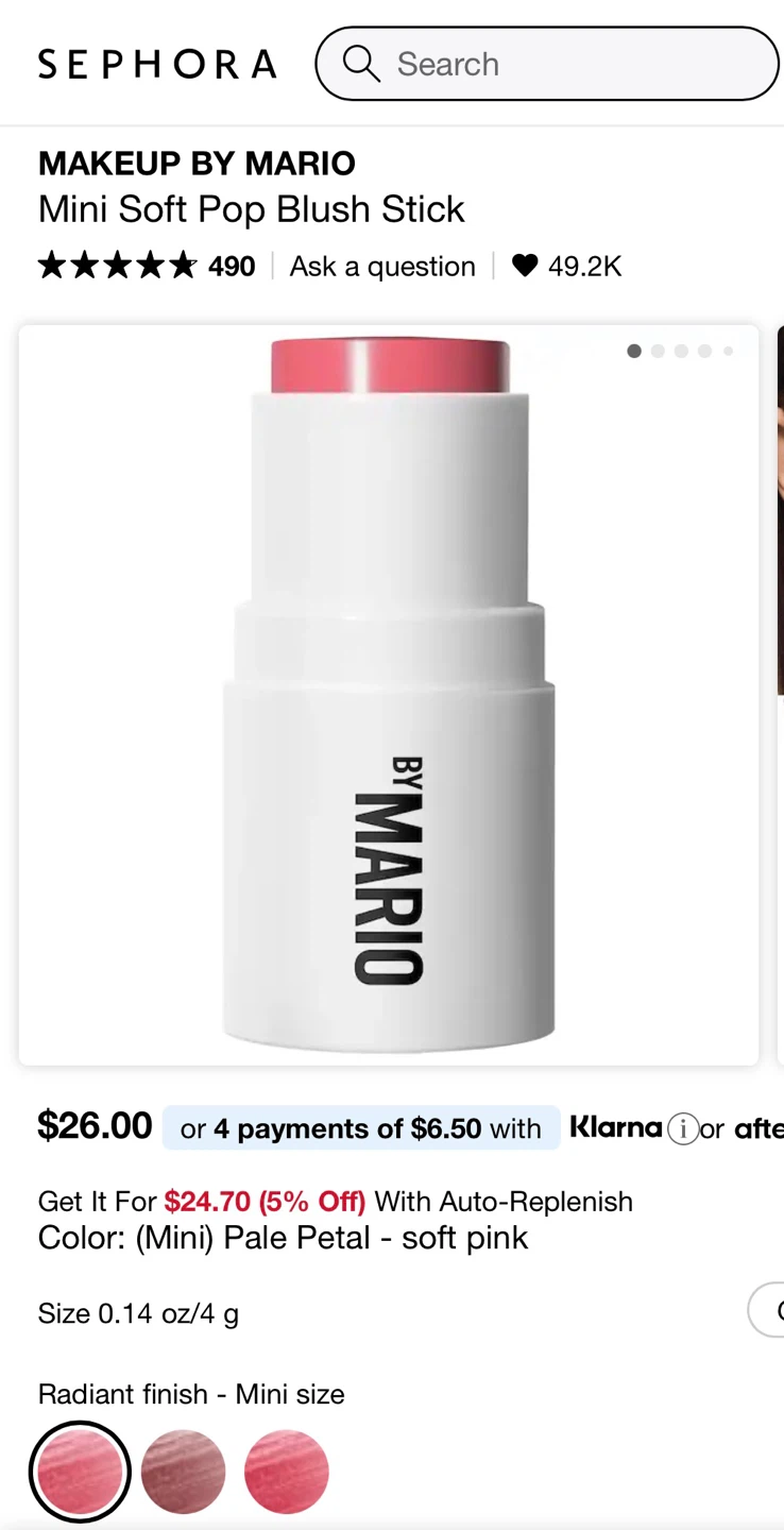 Makeup By Mario Mini Blush Stick - Pale Petal 🏆 - photo 3