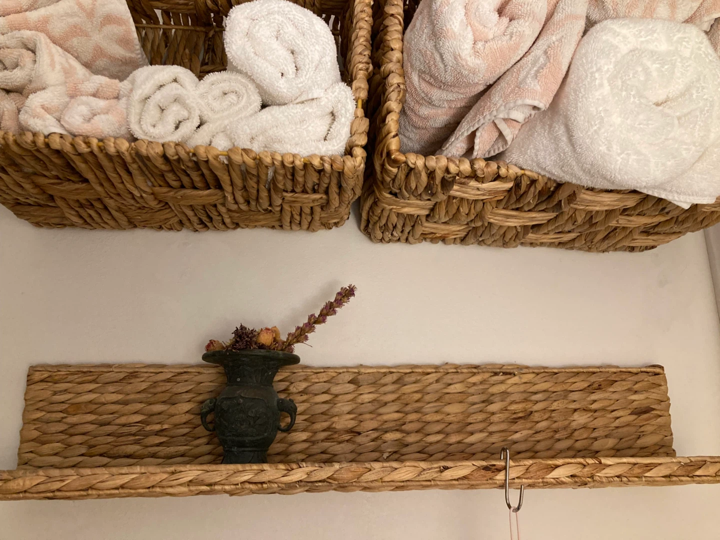 Woven shelf and Storage Baskets  (Set of 3)