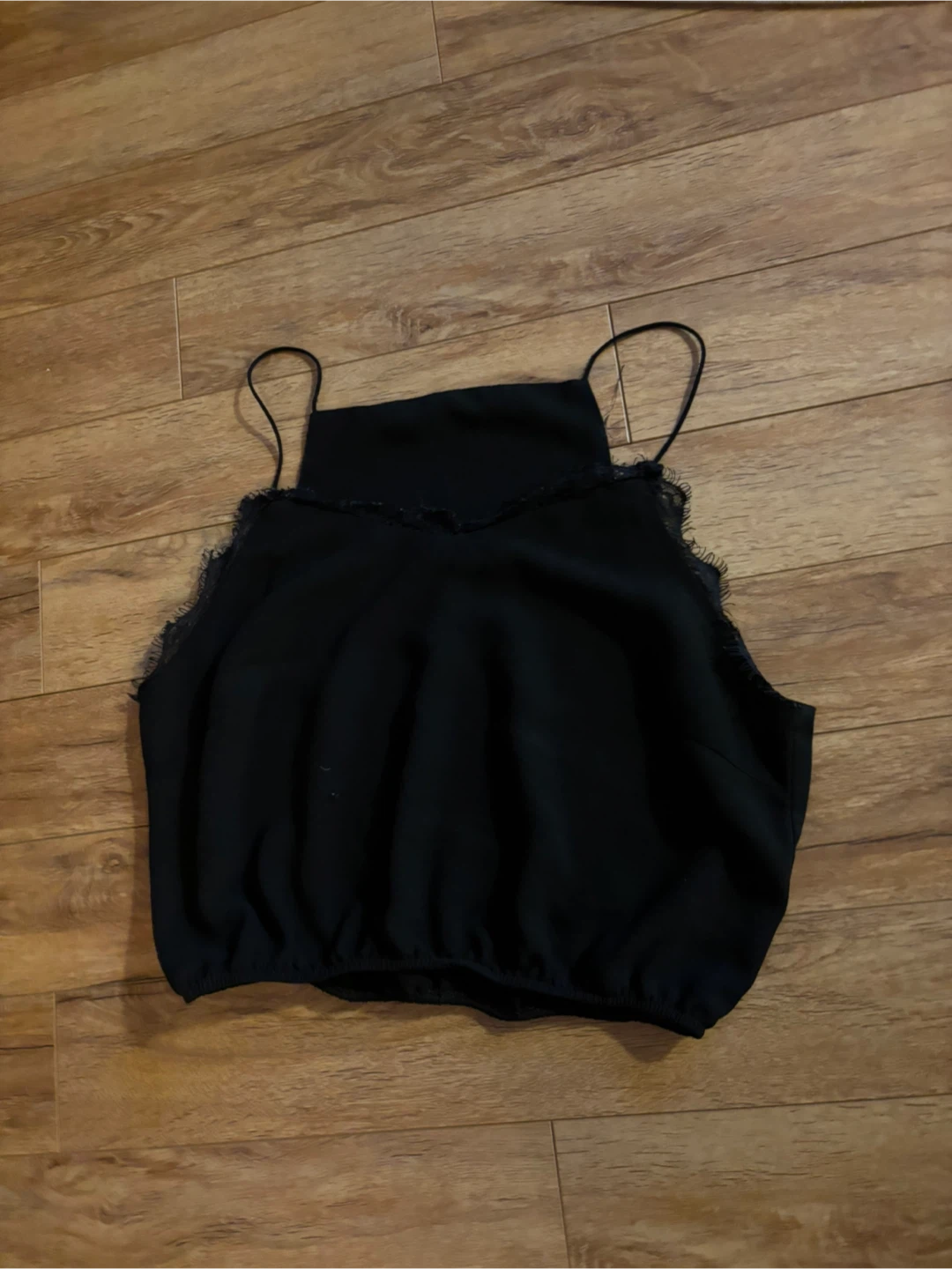 Black cami top with lace trim