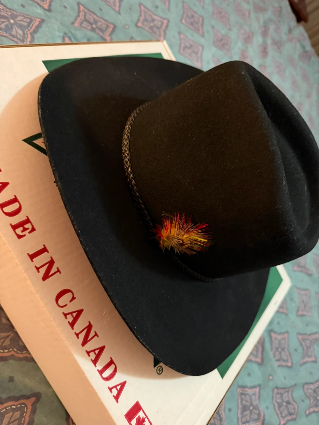Black Western Style Hat with Feather Accent - photo 2