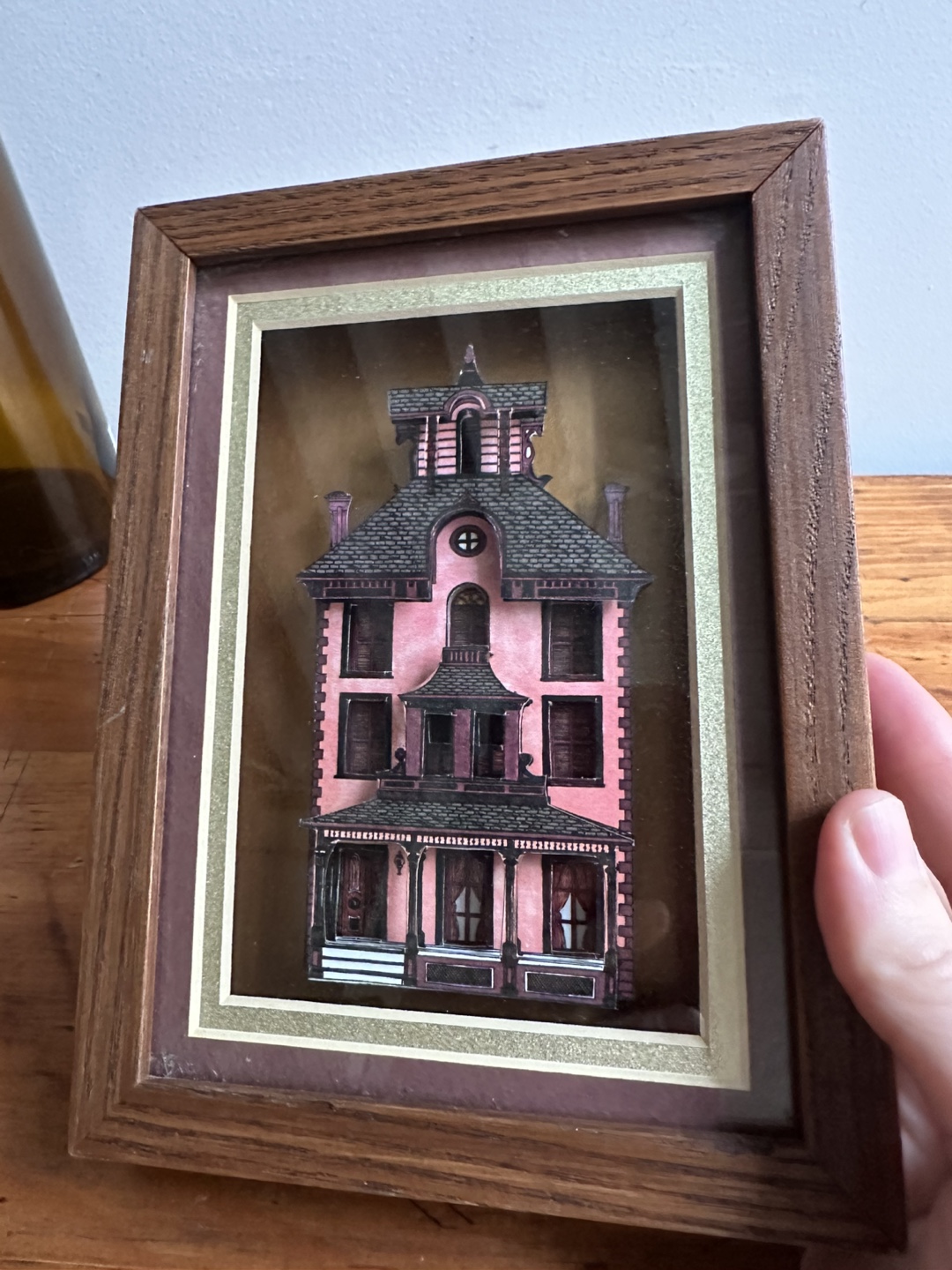 CHRIS HOBBS DESIGNS Pink Victorian Home 3D Art Shadow Box