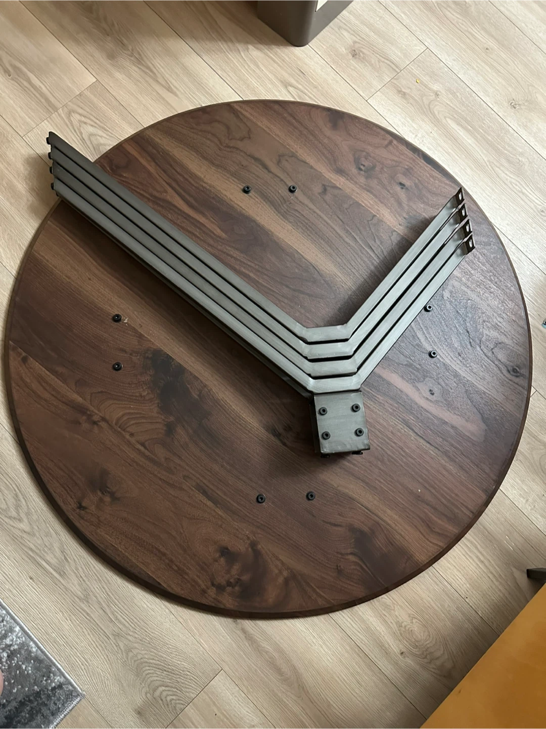 Round Walnut Table with Metal Legs - photo 4