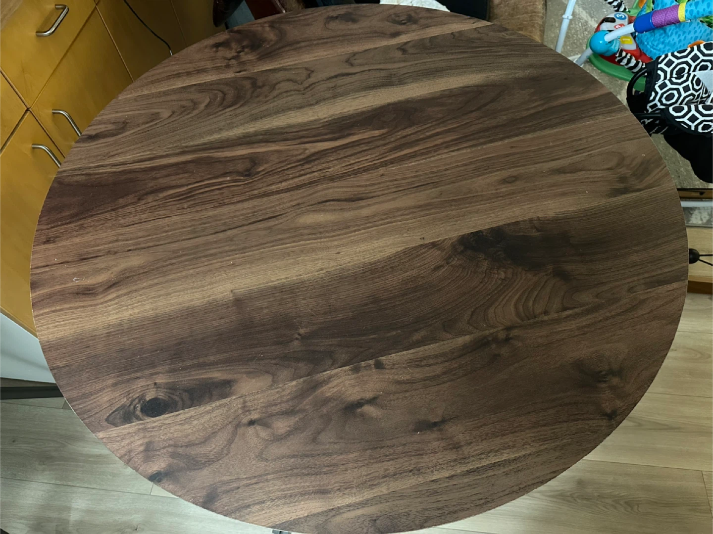 Round Walnut Table with Metal Legs - photo 2