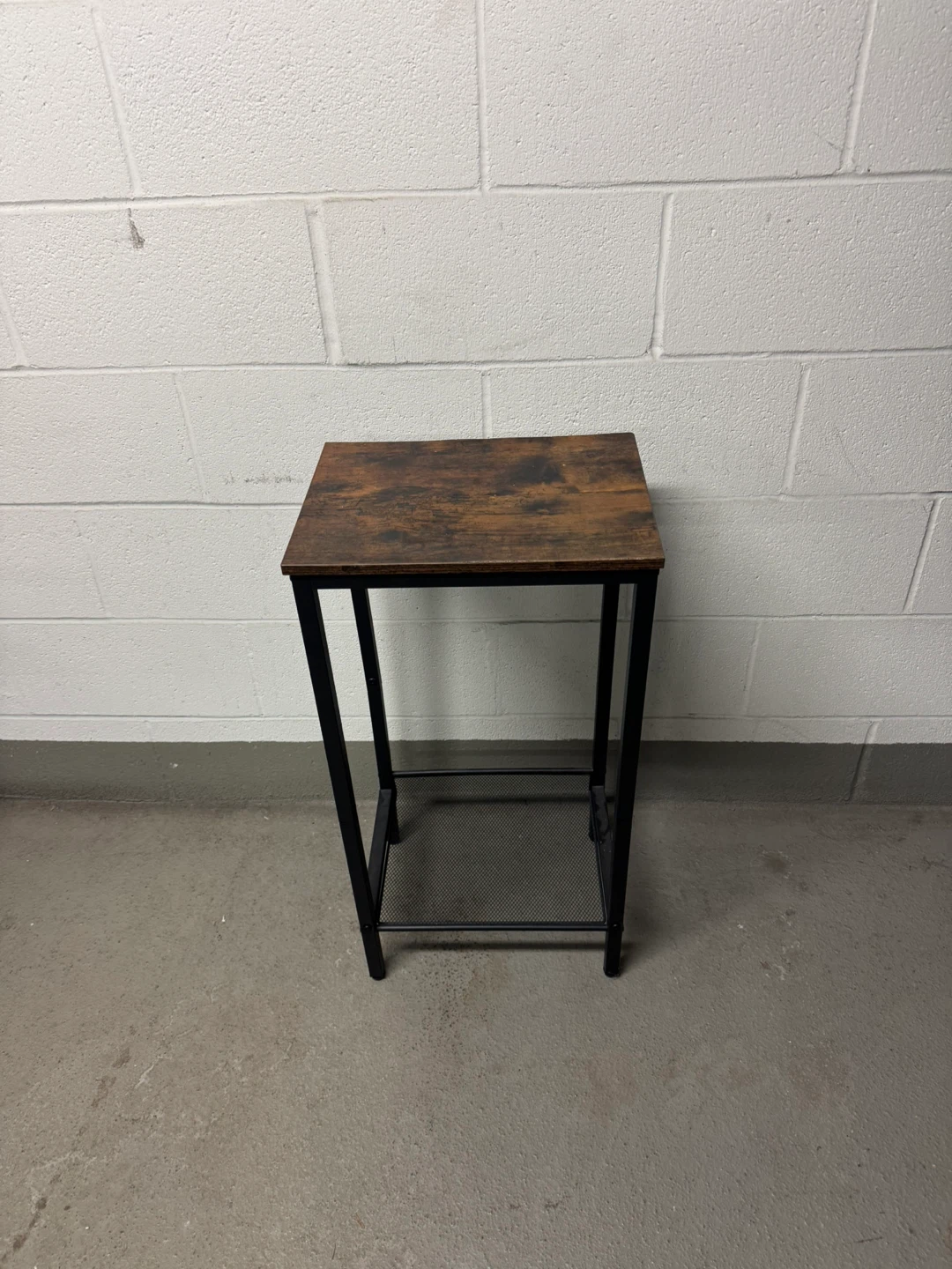 Rustic Wood Side Table with Metal Frame