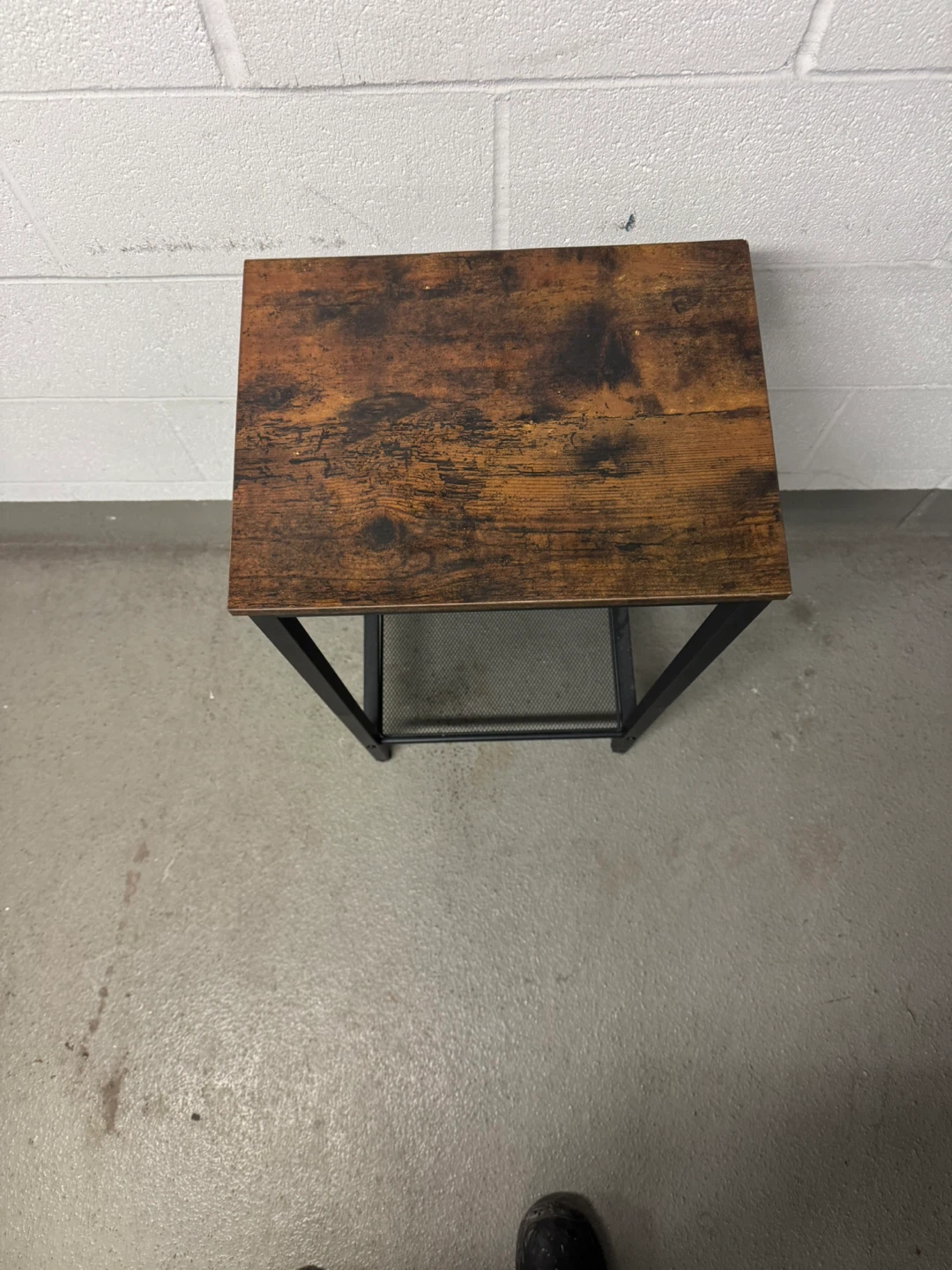 Rustic Wood Side Table with Metal Frame - photo 2