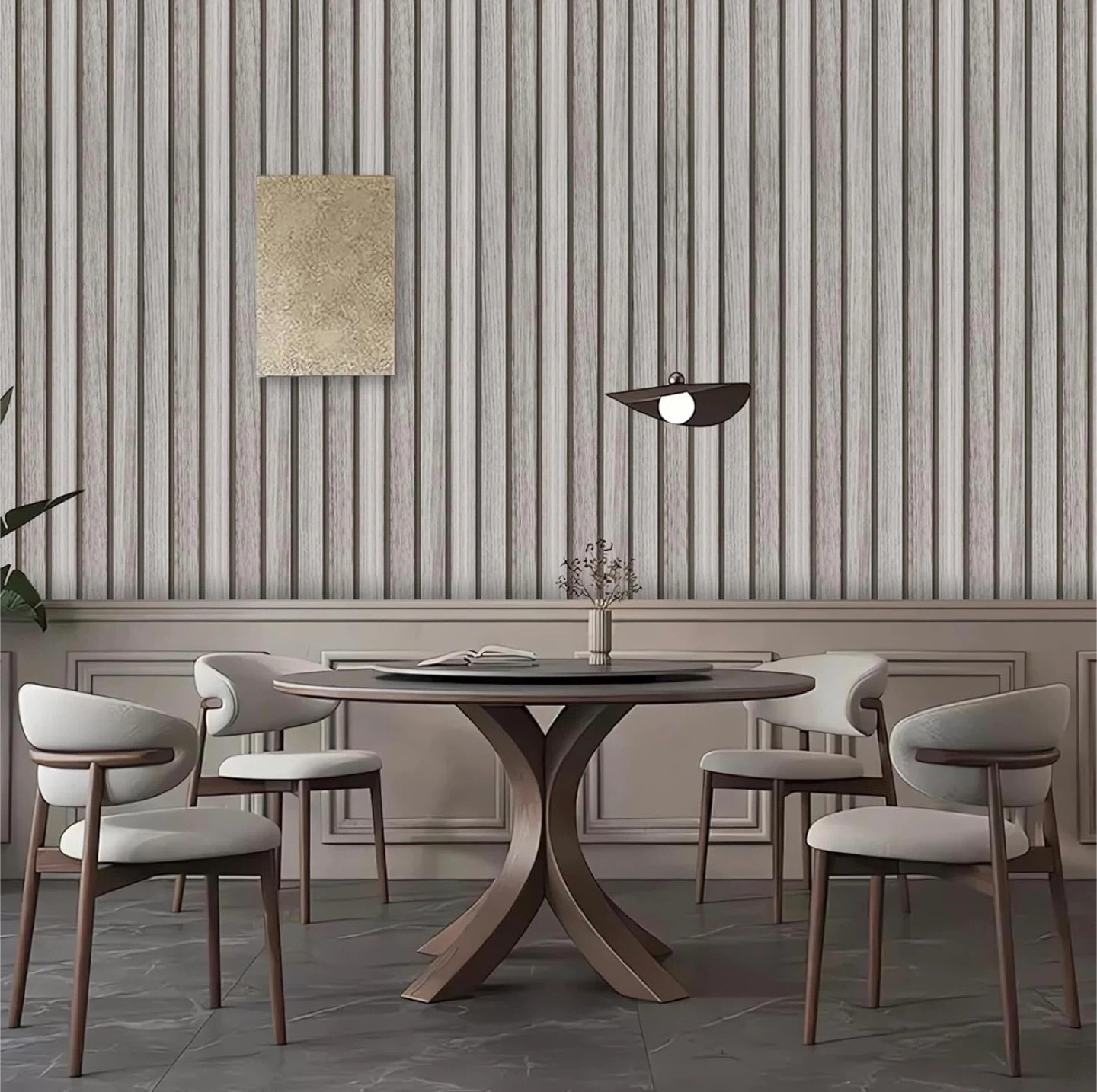 Light Grey Wood Slat Wallpaper. 32 inch H - photo 3