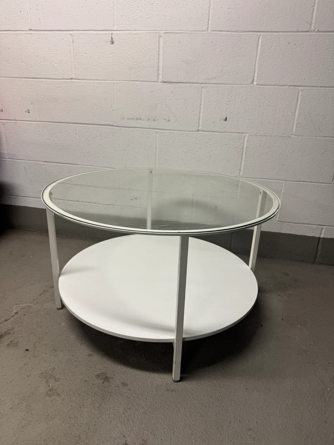 Ikea White Round Coffee Table with Glass Top - photo 3