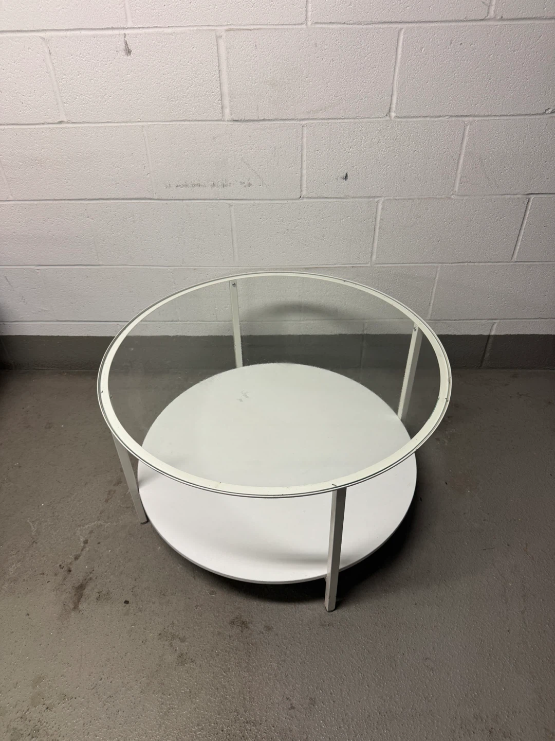 Ikea White Round Coffee Table with Glass Top