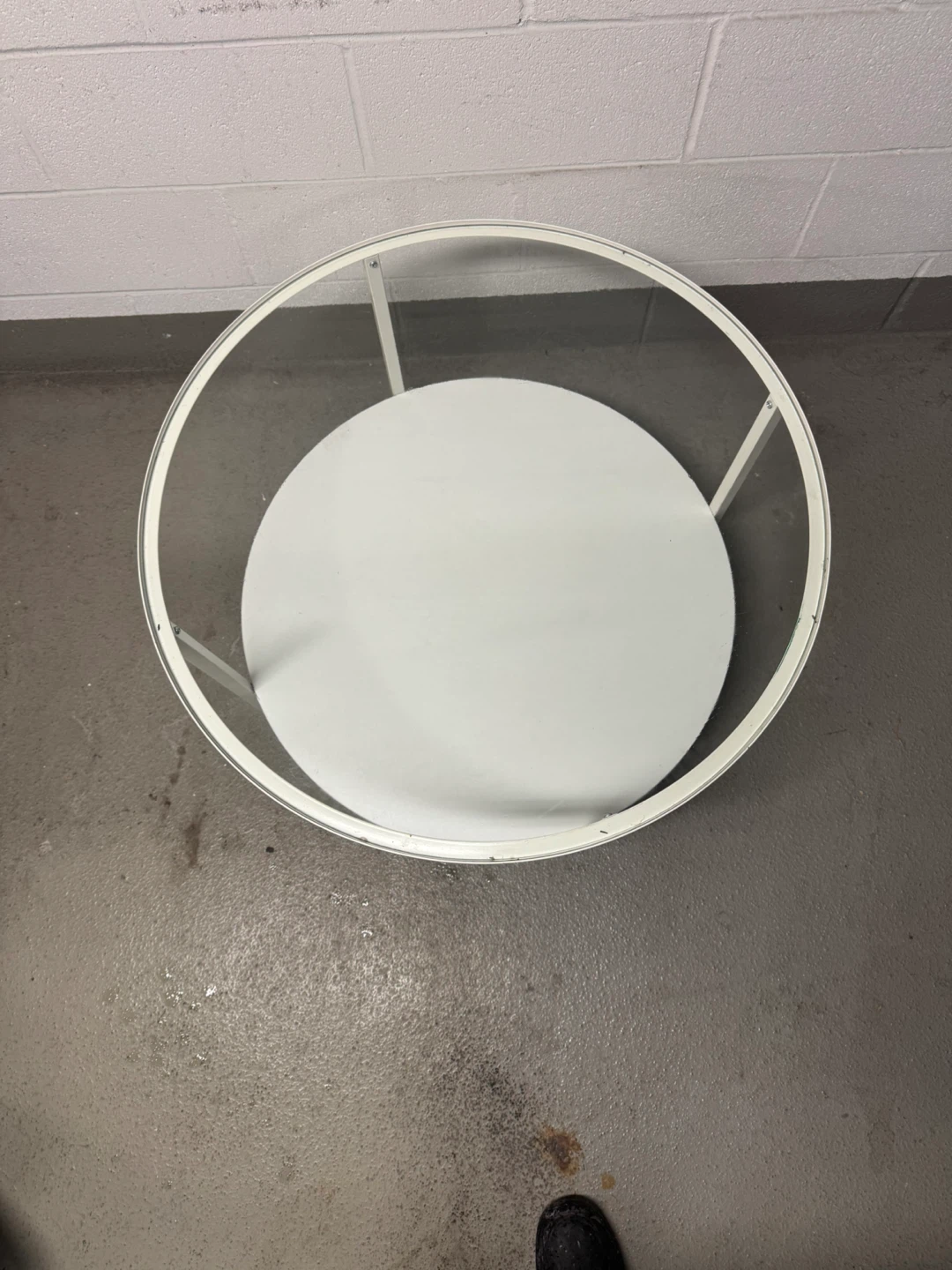 Ikea White Round Coffee Table with Glass Top - photo 2