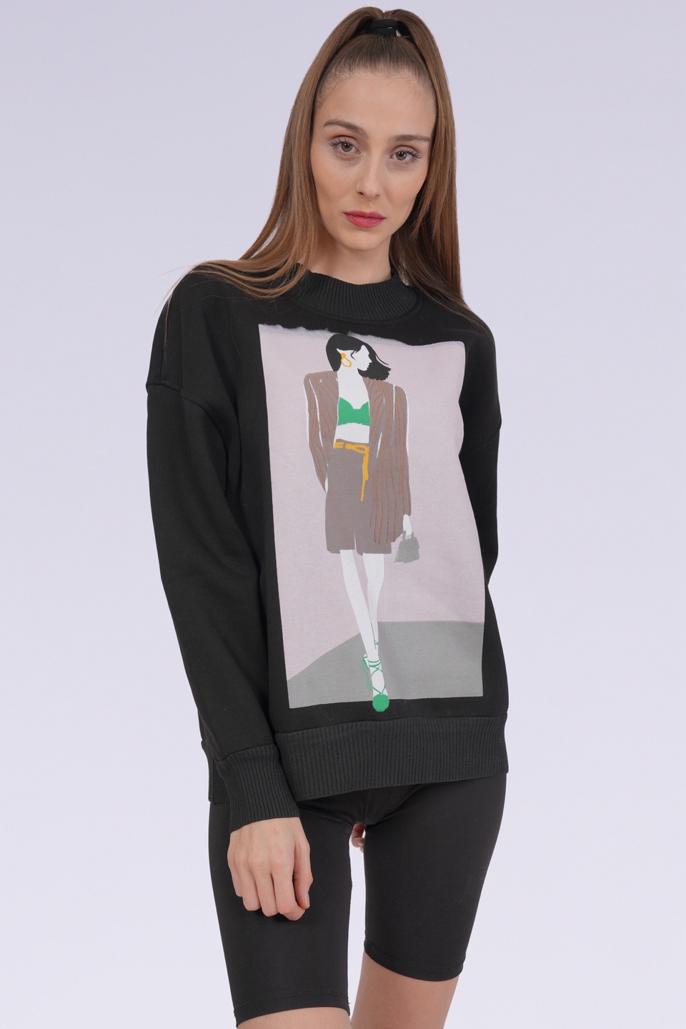 🏆Black Graphic Print Sweatshirt